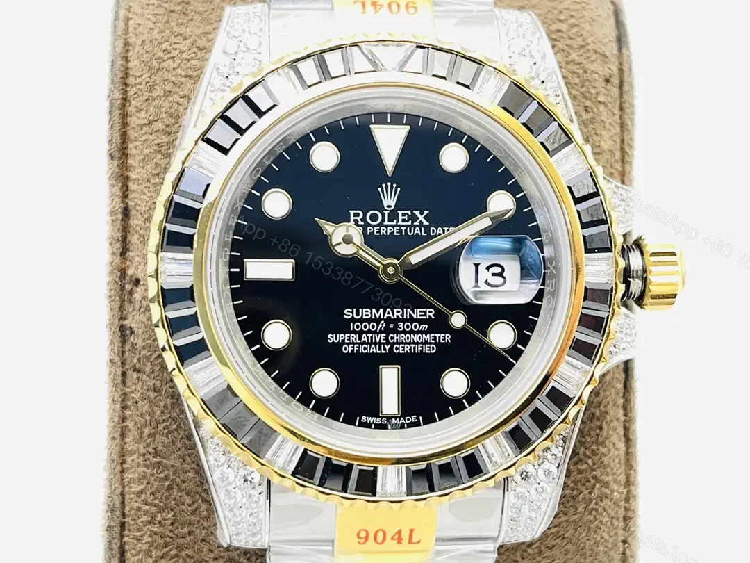 View 3 of Rolex Submariner Two Tone Paved Diamond Oyster Bracelet Case 40mm RLX-SUB-TT-PAV-DIA40-OYS