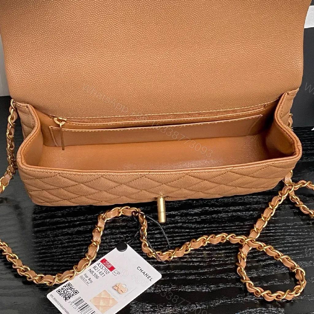 View 4 of Quilted Leather Shoulder Bag with Gold Chain, Compact Chic
