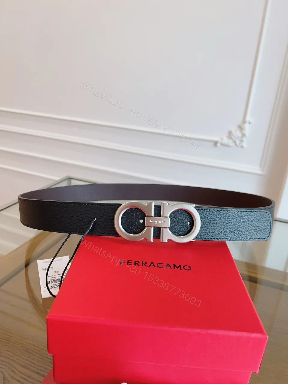 Polished Leather Belt with Double-Gancini – Luxe Everydaywear — view 1