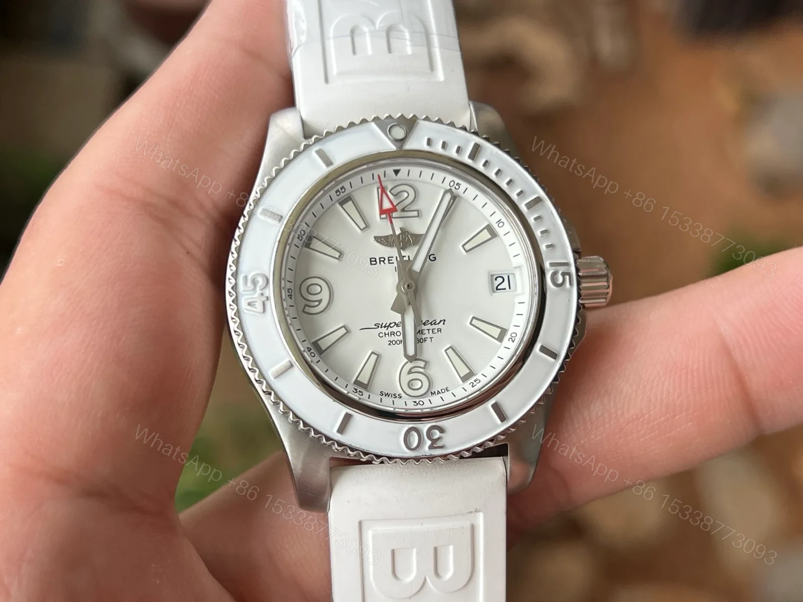 View 3 of Breitling Superocean White Ladies Replica 36MM Premium White Rubber Strap Edition BT-SO-WHT-LDY-WHT-36