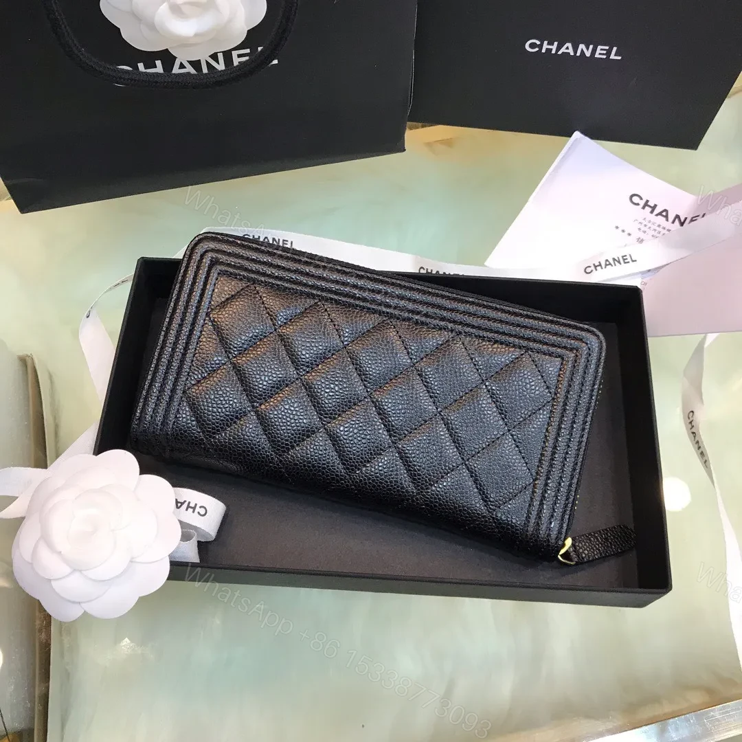 View 8 of Chanel Wallet Black Grained Leather Gold Lock 19×10.5cm