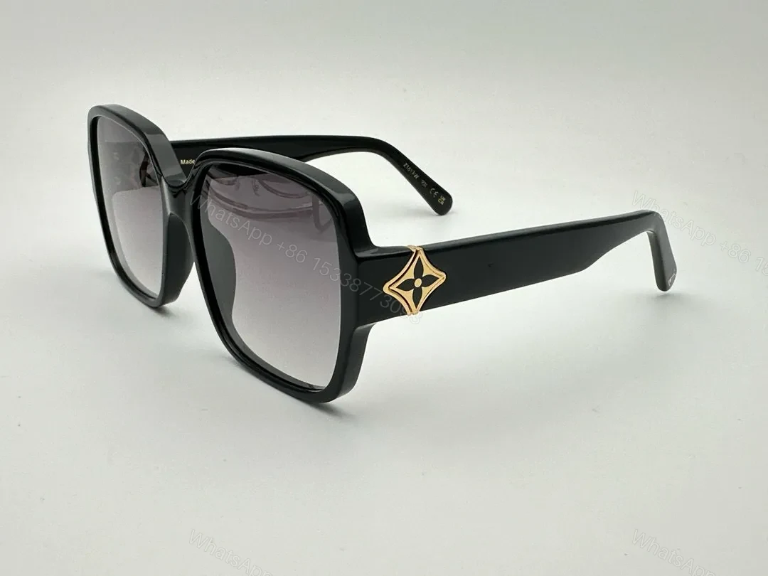 View 6 of Shiny Black Acetate Block-Frame Sunglasses, Designer-Inspired