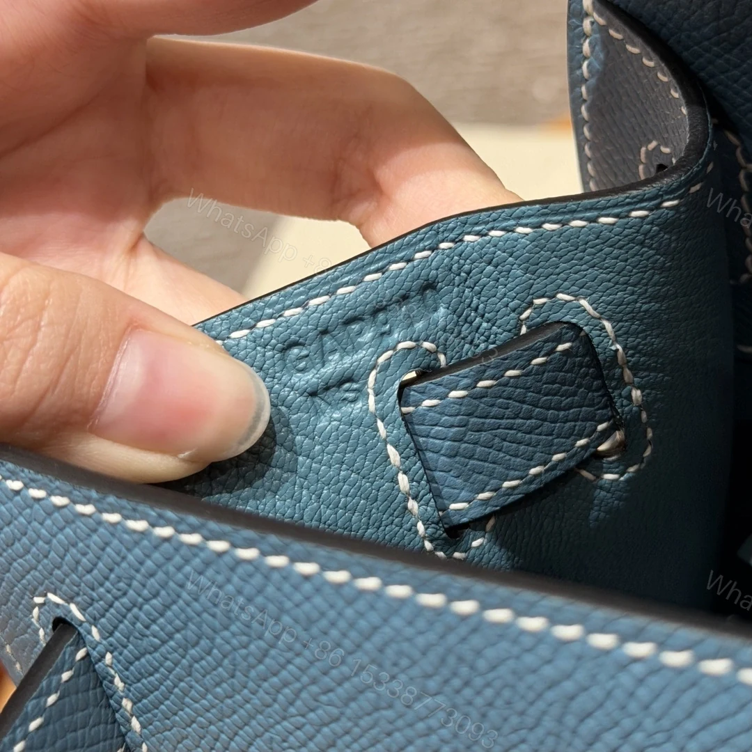 View 11 of 高仿Hermes*Kelly28系列H043130EP7C牛仔藍銀扣牛皮純手工