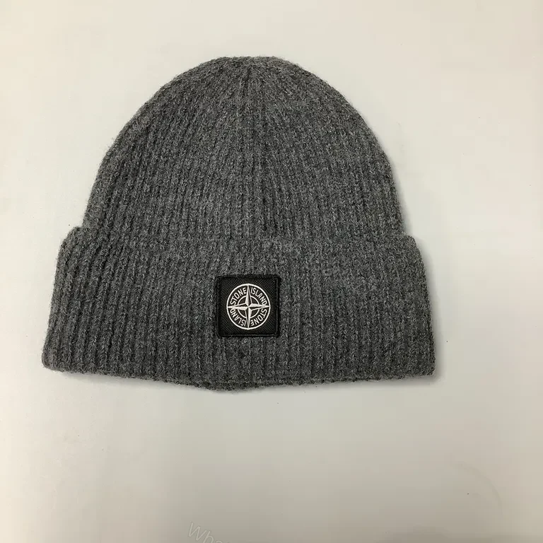 View 8 of Stone Island Wool-Blend Knit Beanie with Compass Patch, Navy