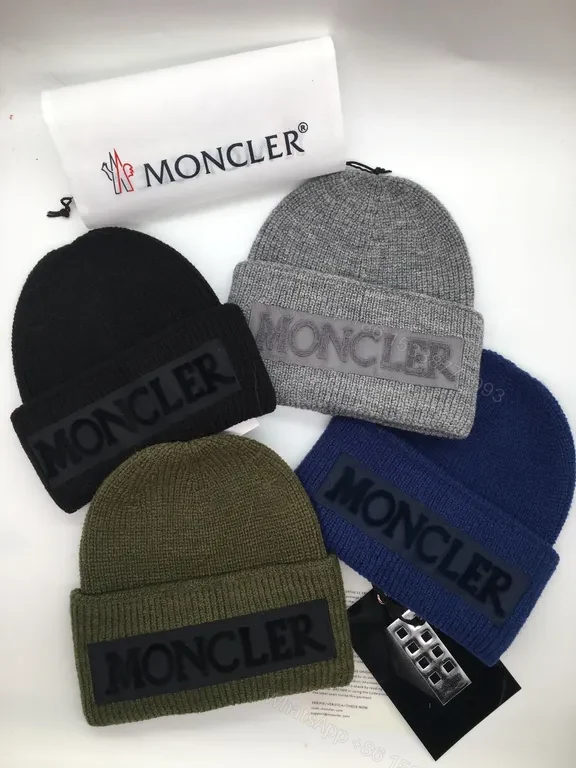 View 9 of Moncler Knit Beanie: Minimalist Texture, Warmth, Logo Patch