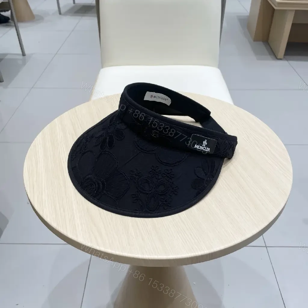View 5 of Structured Black Embroidered Sun Visor - Luxe, Everyday Shield