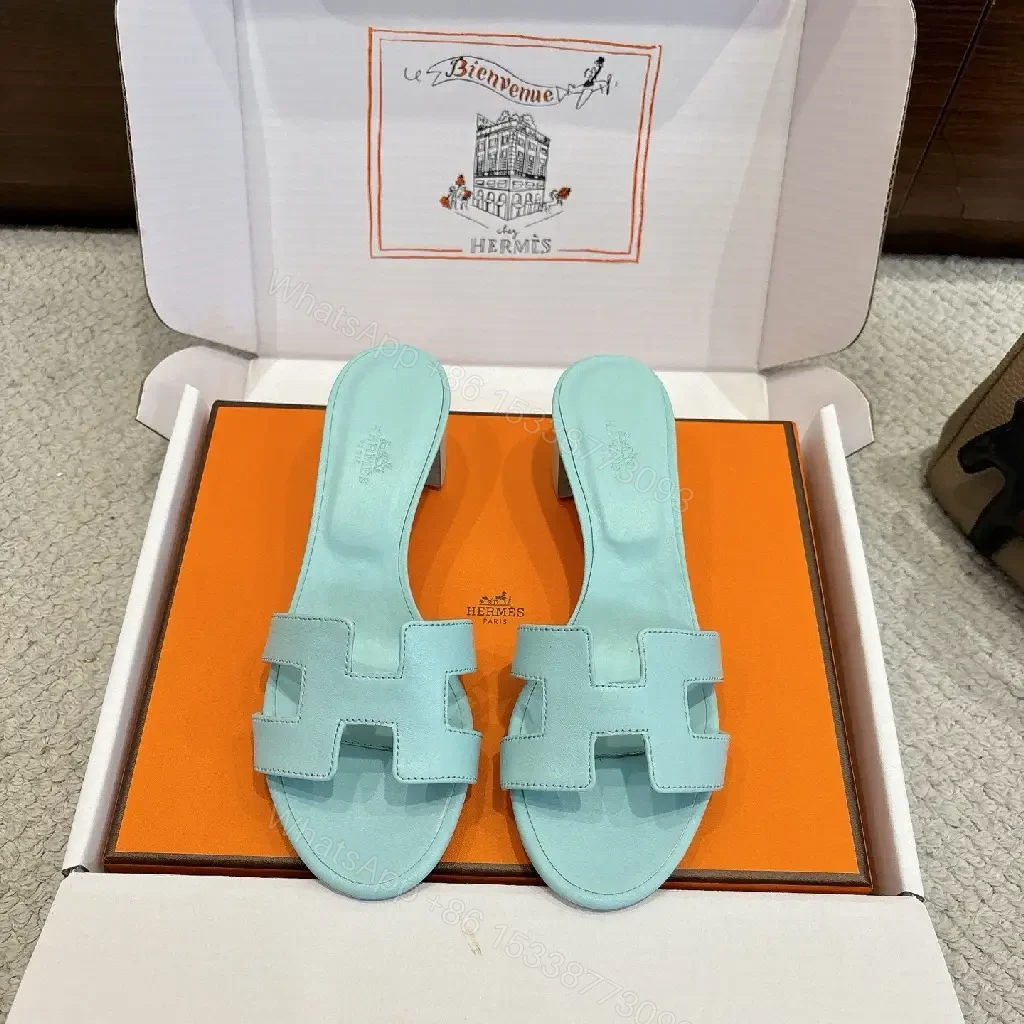 View 7 of Mint Blue H-Detail Sandals - City-Chic Comfort Slides
