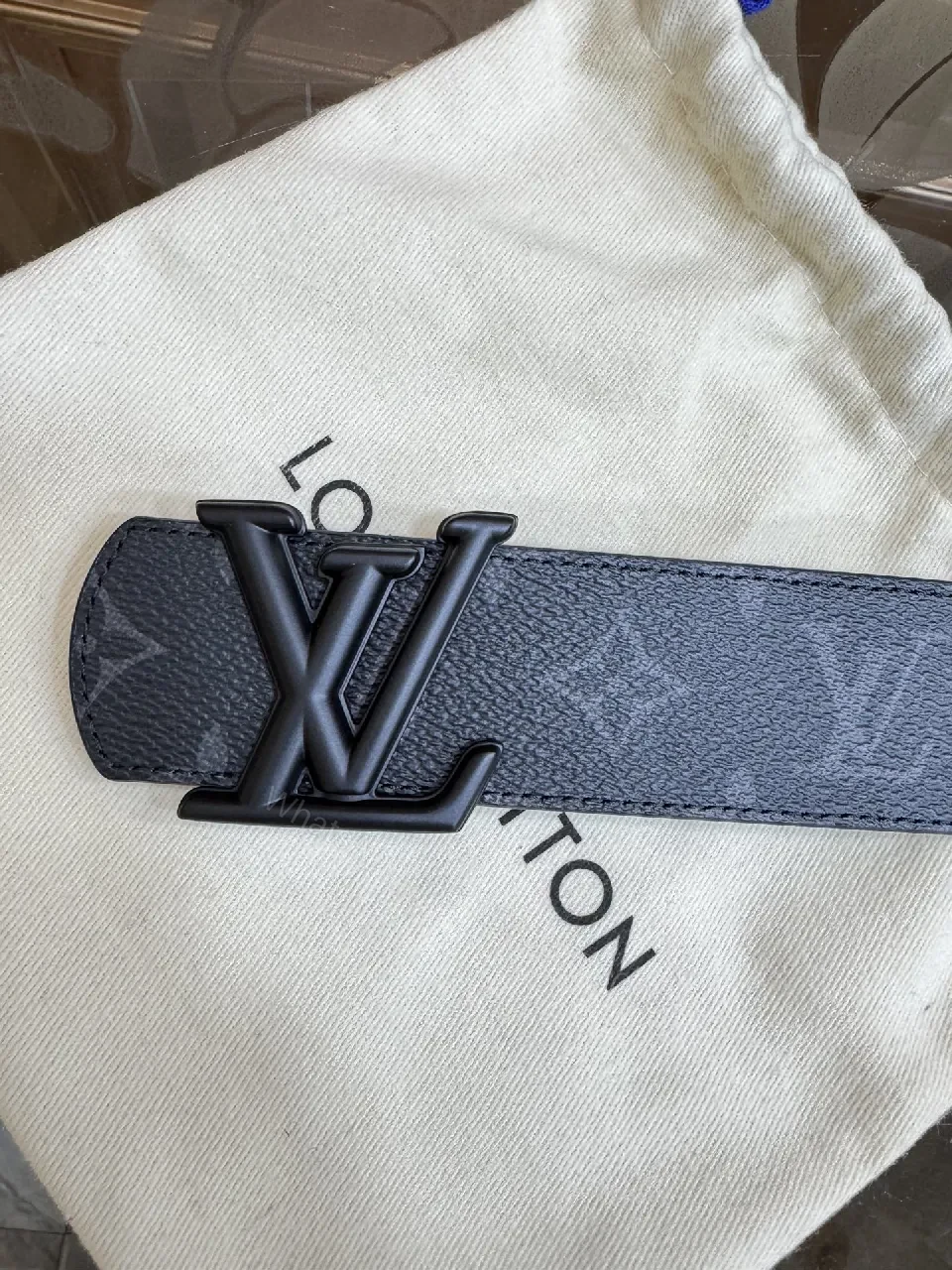 View 5 of Monogram Leather Belt with LV Closure — Modern Everyday Style