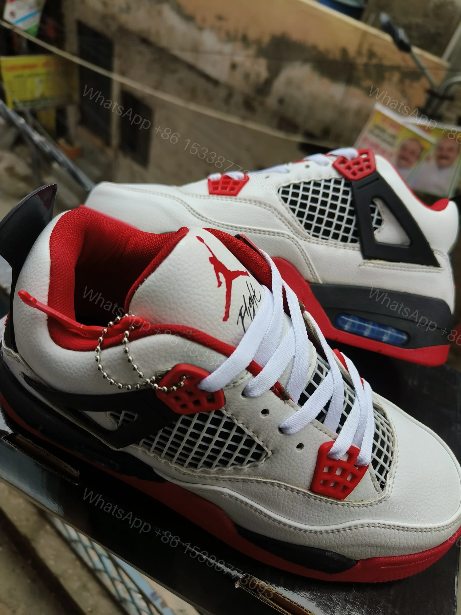 BUY FIRST COPY NIKE JORDAN 4 “RED/WHITE” SNEAKERS — view 2