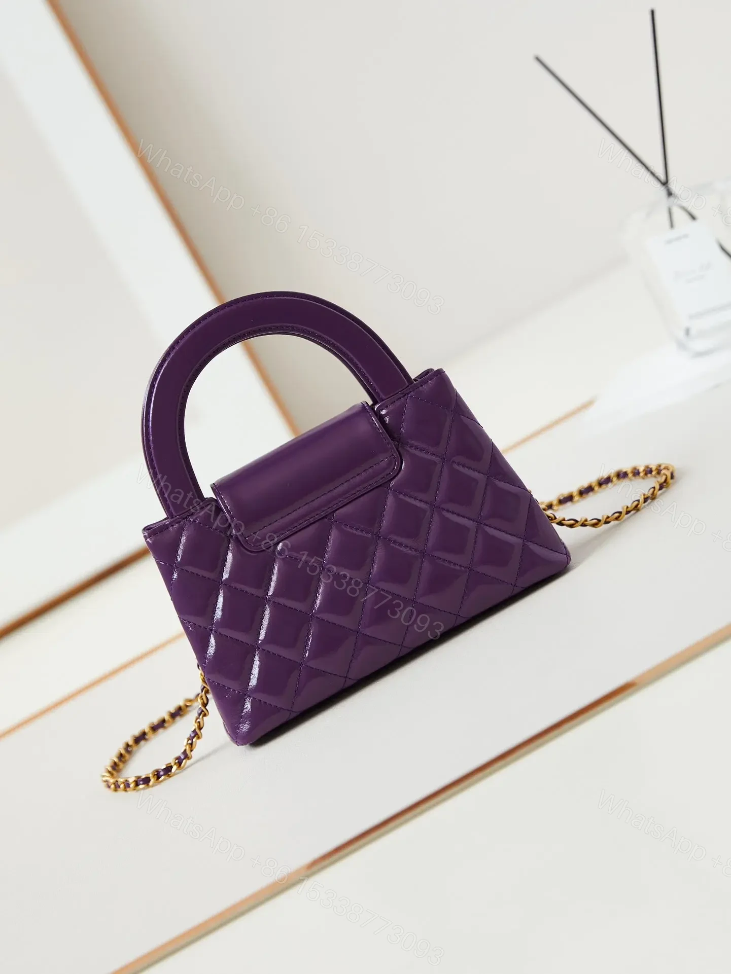 View 2 of CHANEL KELLY MINI 19 BAG IN INDIGO PURPLE CALFSKIN