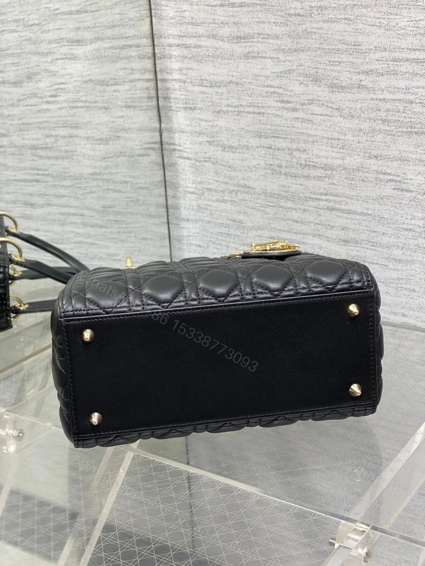 View 7 of DIOR MEDIUM LADY BAG 24 IN BLACK GOLD HARDWARE