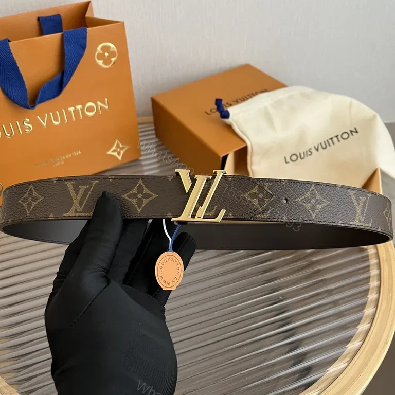 View 2 of Brown Monogram Belt with Gold LV Buckle - Luxury Everyday