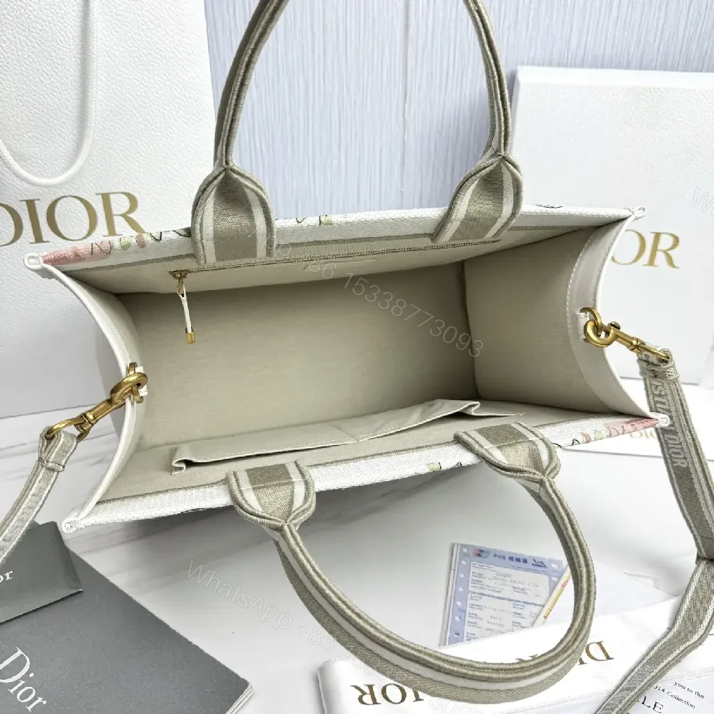 View 6 of Floral Tapestry Tote: Canvas & Leather, Signature Dior-inspired Luxury