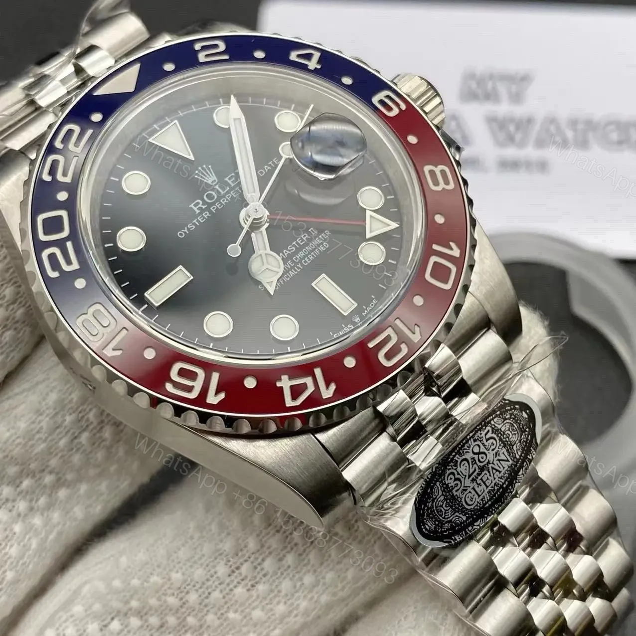 View 3 of Swiss Clone Replica Rolex GMT Master PEPSI Jubilee