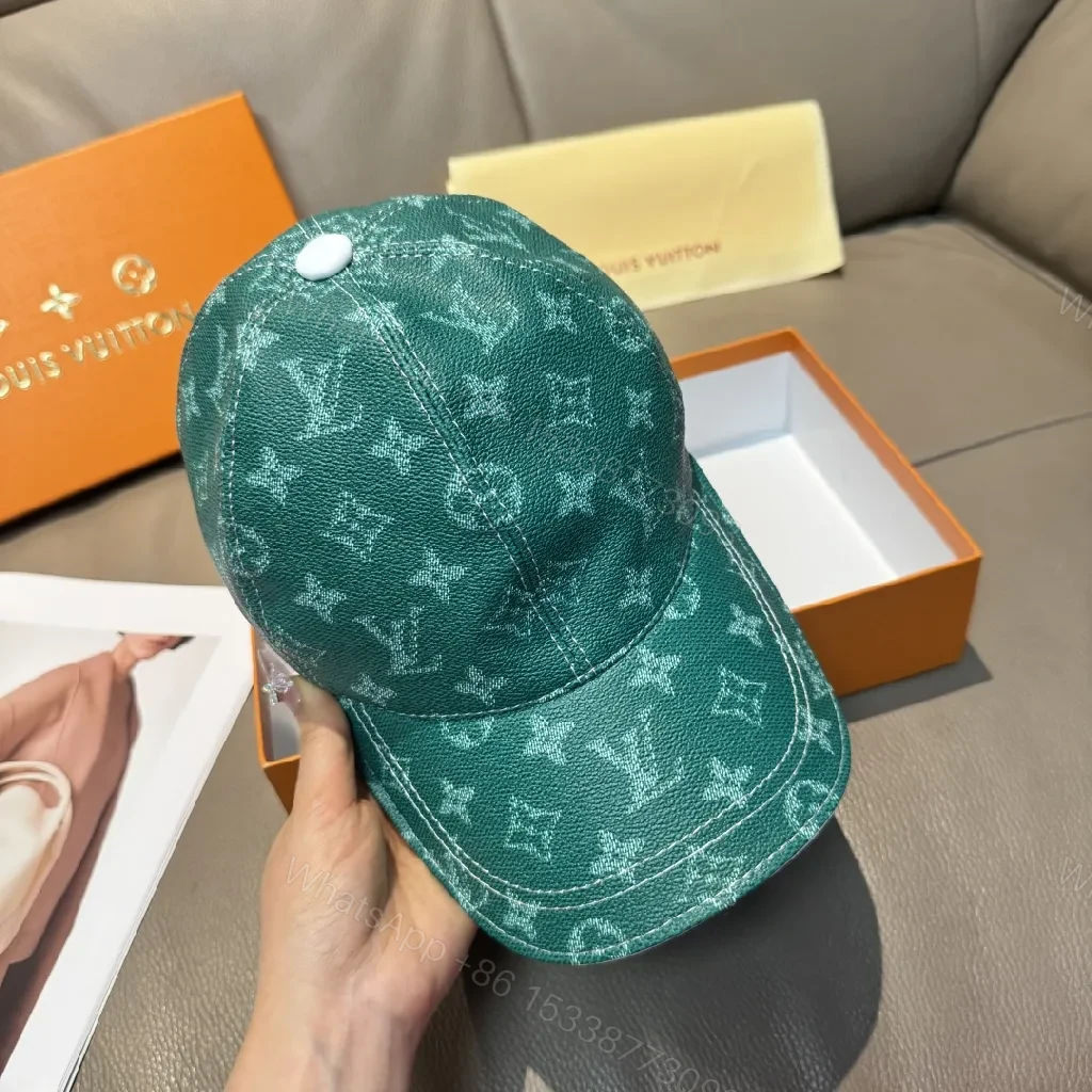 View 3 of Patterned Cap with Signature Monogram: Teal Luxury Cap