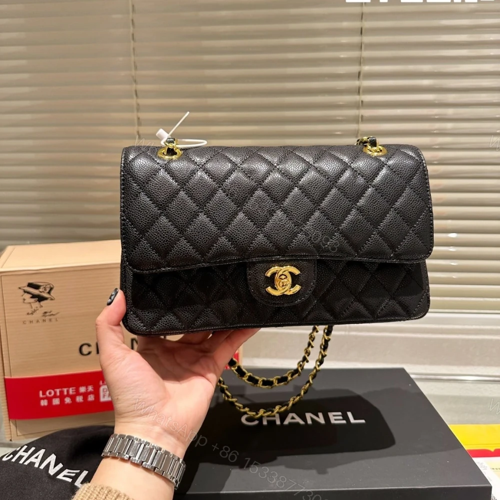View 2 of Chanel Medium Classic Handbag Grained And Gold Tone Metal Black 26Cm