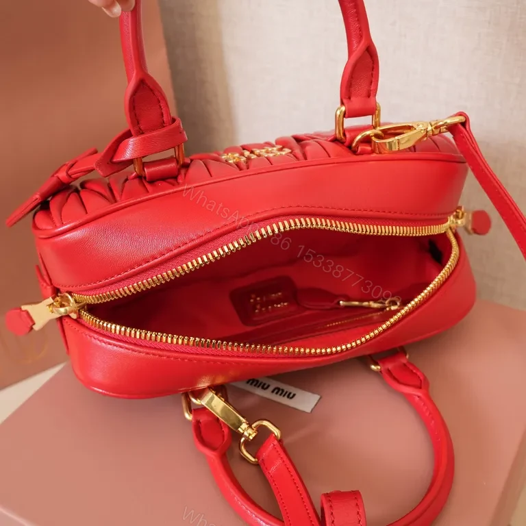 View 5 of Vivid Red Quilted Mini Satchel: Luxury Everyday Bag