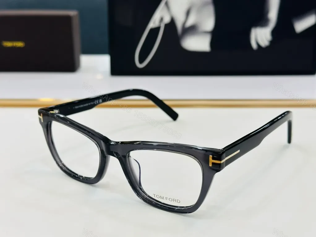 View 3 of Black Acetate Eyeglasses | TOM FORD Luxury + Gold Accents, Full-Rim, All-Day Comfort