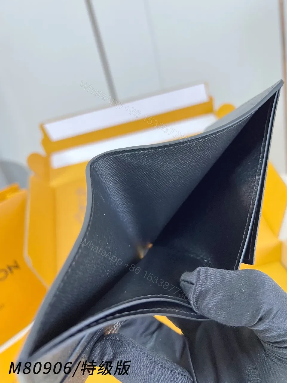 View 4 of Charcoal Monogram Leather Wallet: Slim, Organized Luxury