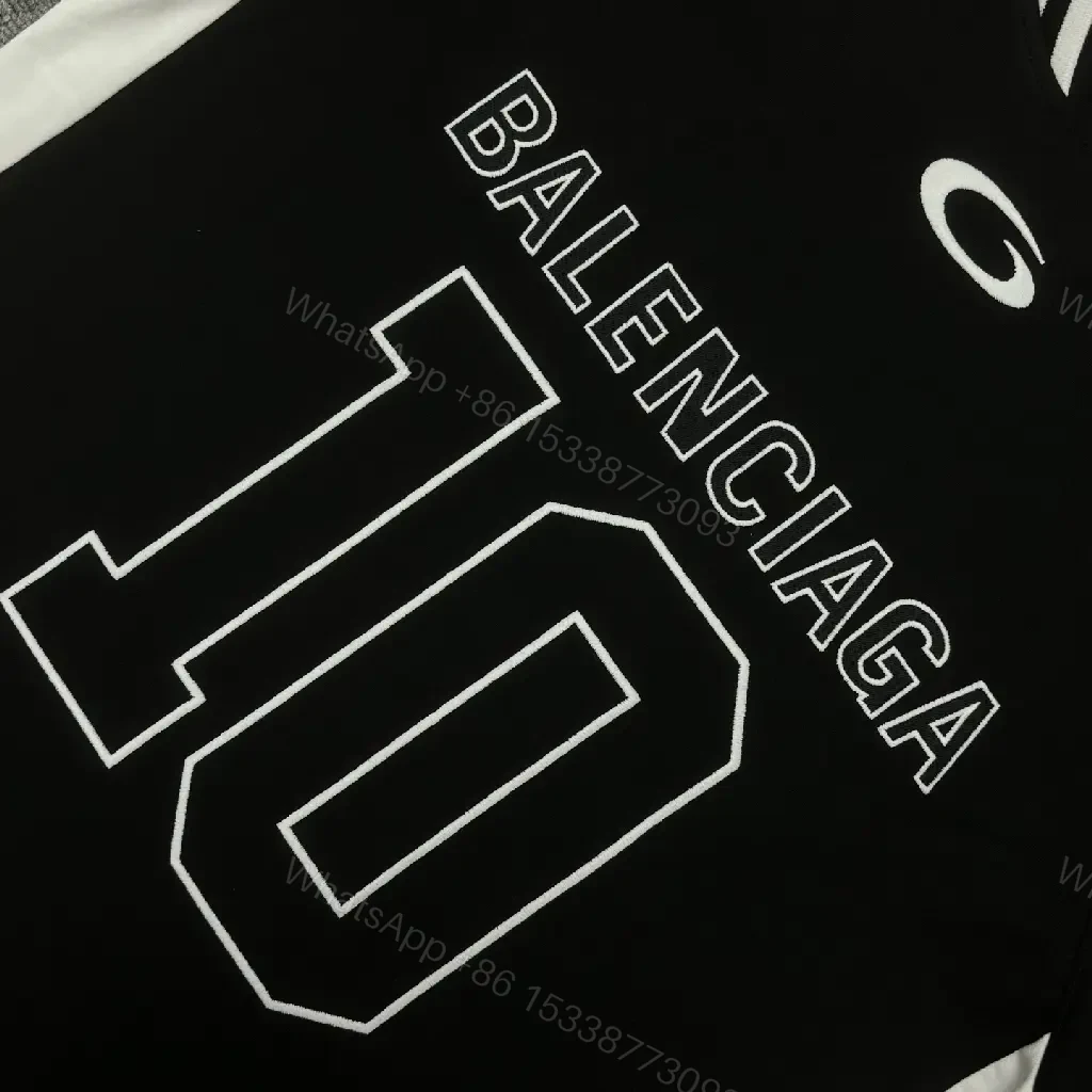 View 5 of Black Jersey + Premium Knit + Street Luxe + Bold BALENCIAGA-style Graphic + Jersey Top