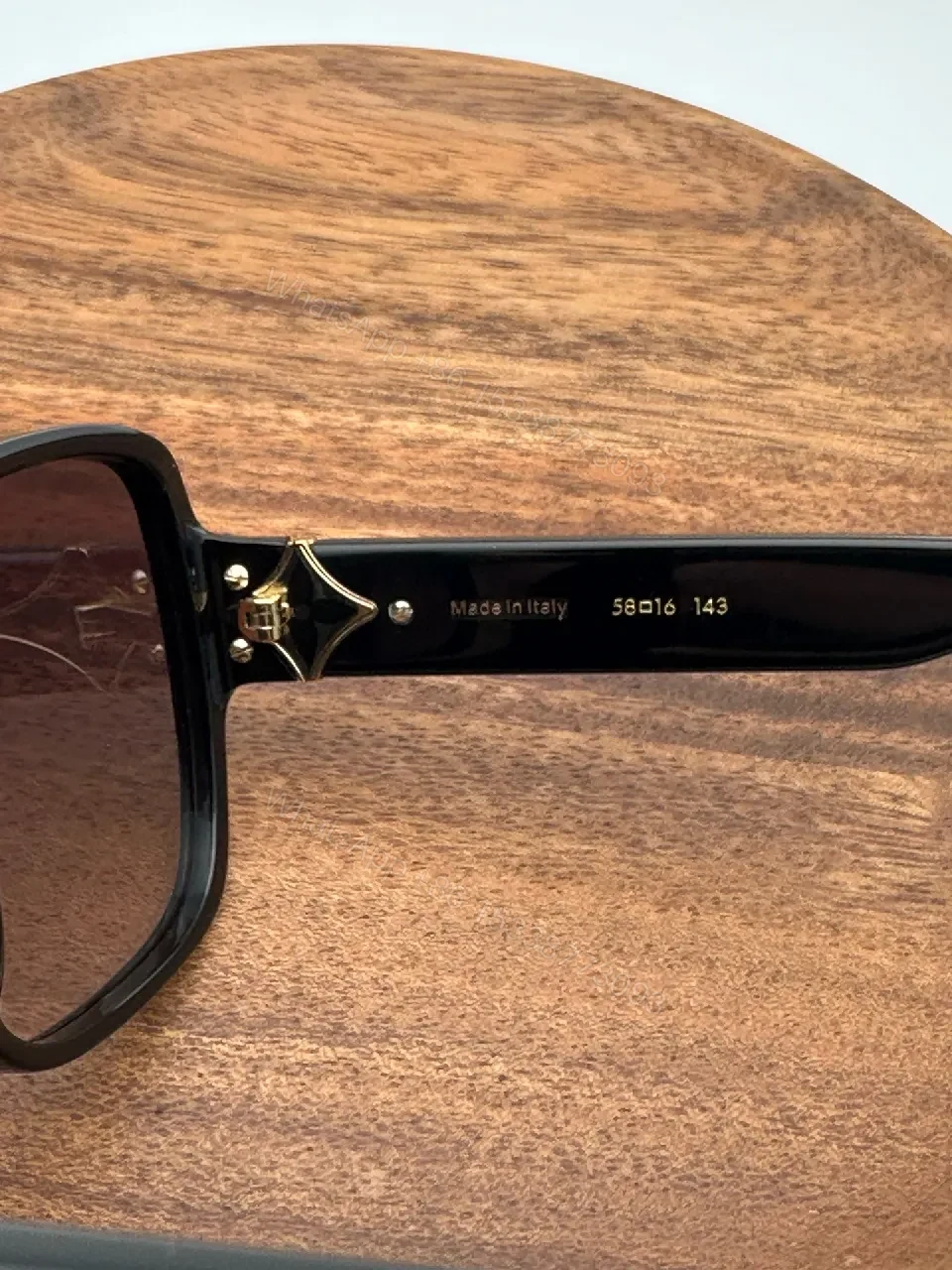 View 7 of Shiny Black Acetate Block-Frame Sunglasses, Designer-Inspired