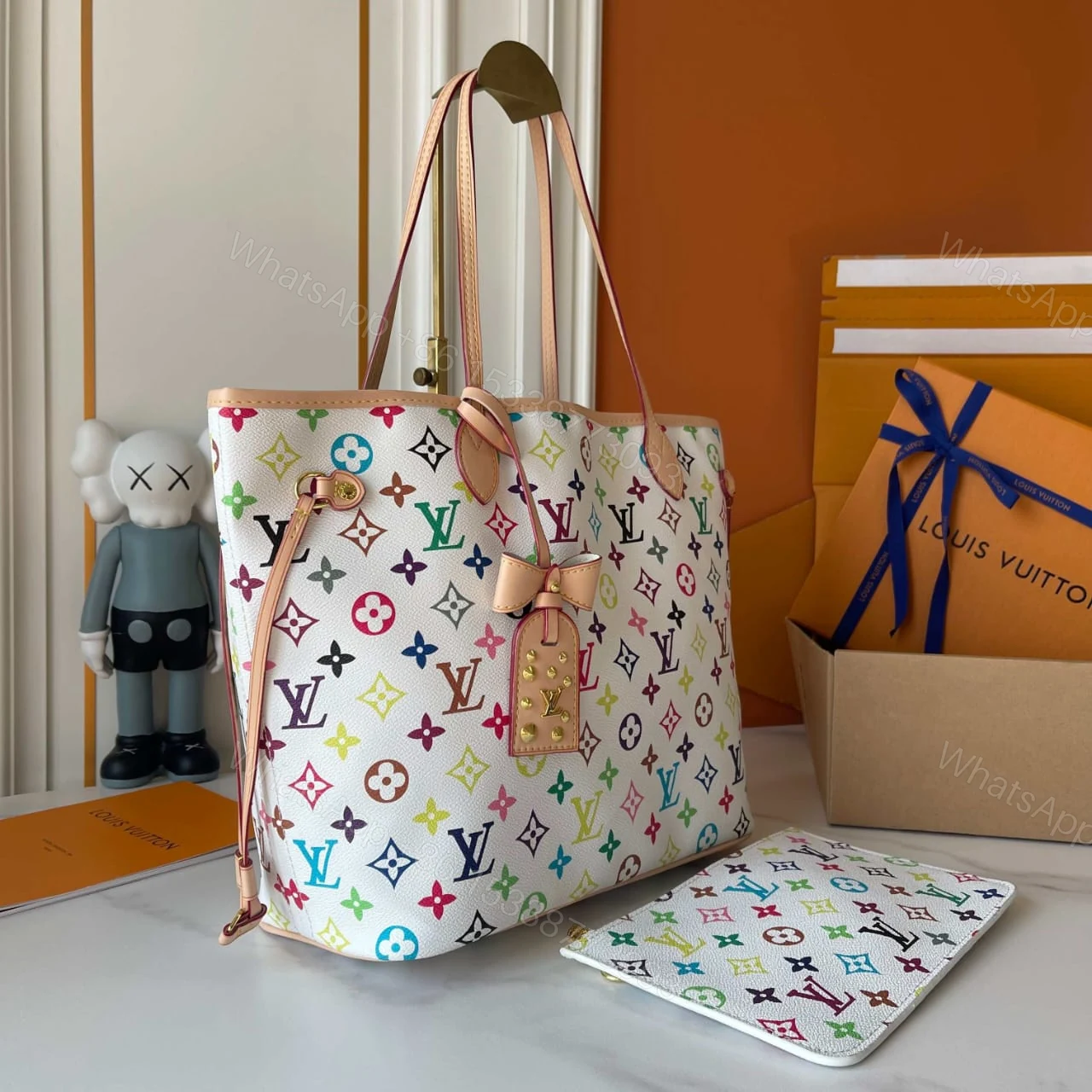 View 3 of Louis Vuitton x Murakami Neverfull MM Multicolor White 31cm M27787