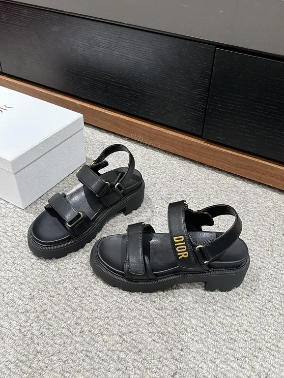 View 9 of Chunky Straps Sandals â€” Black Leather, Dior-Inspired, Signature Comfort Sandals