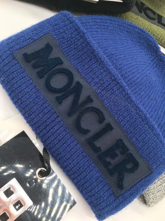 View 4 of Moncler Knit Beanie: Minimalist Texture, Warmth, Logo Patch