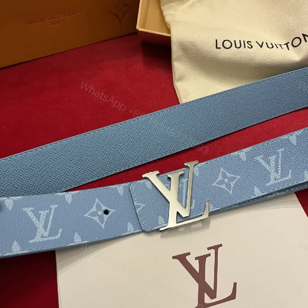 View 2 of Blue Monogram Belt: Luxe Chic Casual-to-Formal Accessory