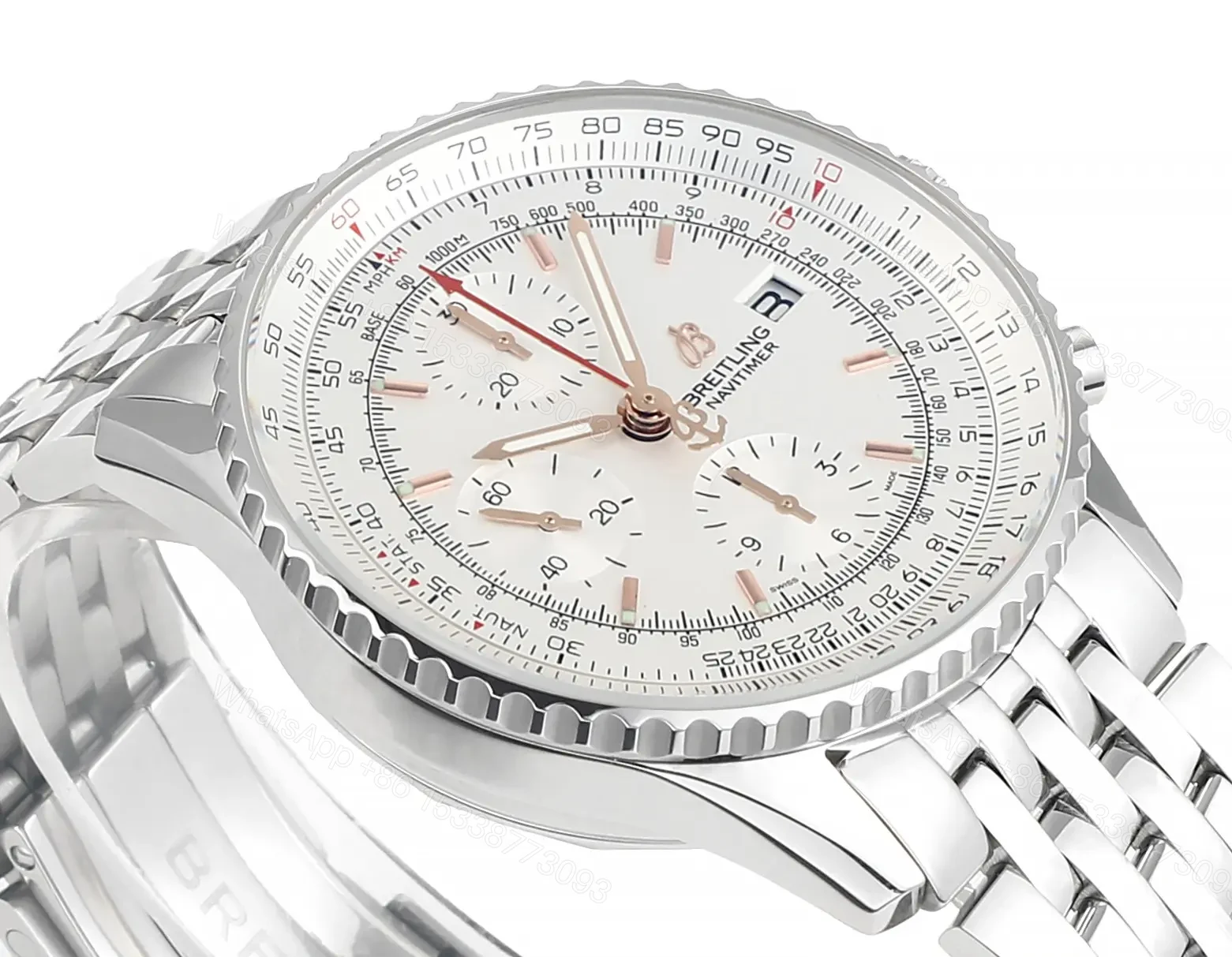 View 4 of GF Factory Breitling Navitimer Silver Dial Stainless Steel Chronograph Watch – 43mm