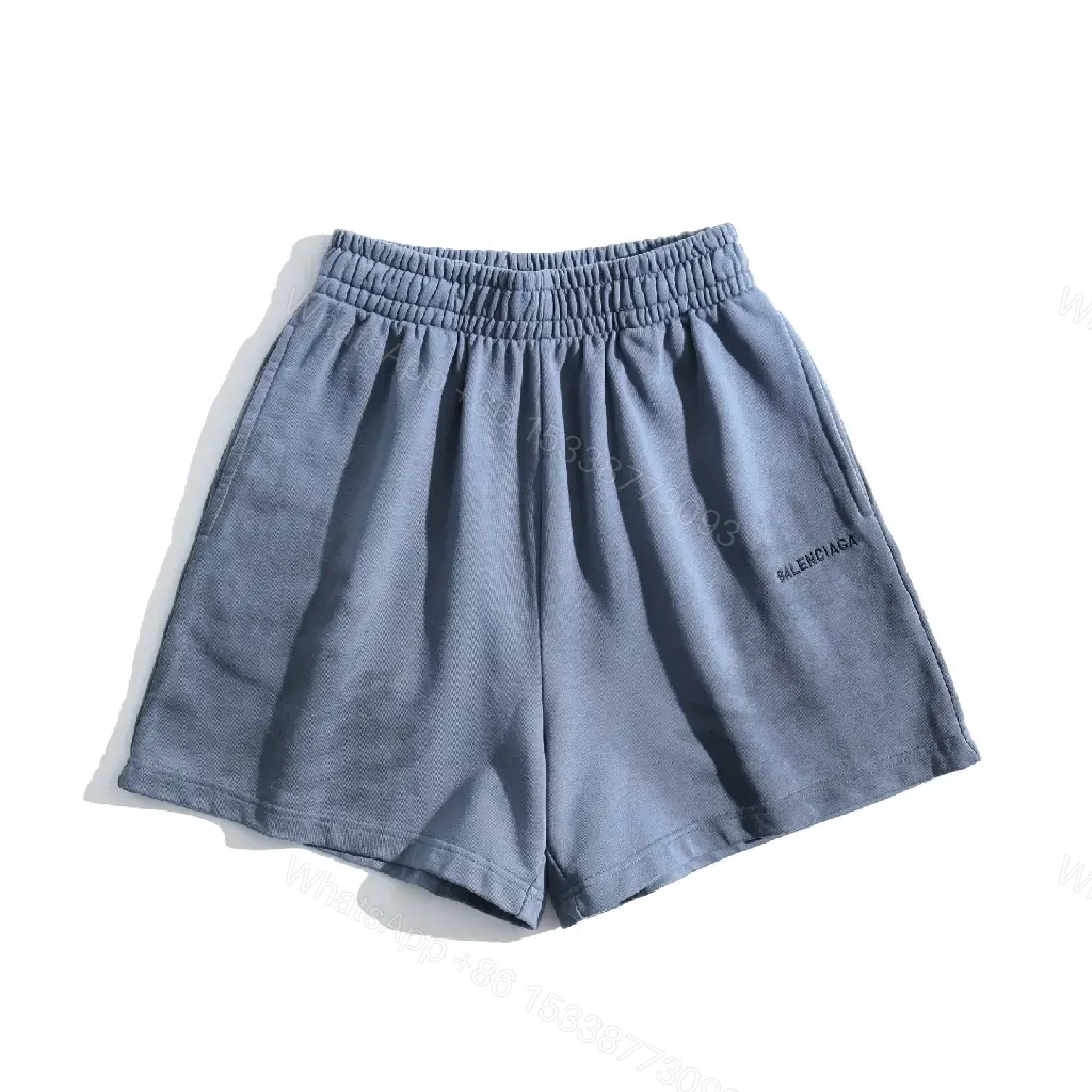 View 9 of Blue Denim Cotton Shorts Free Elastic Waist Balenciaga Style