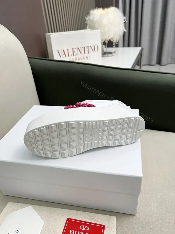 View 8 of Bold White Leather Sneaker Pink Strap Luxe Comfort Sneakers