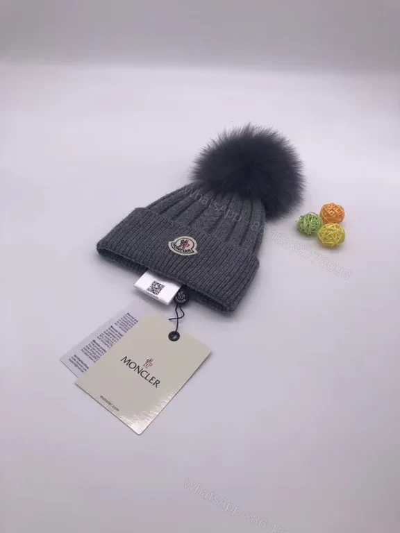 View 6 of Chic Black Moncler Knit Beanie â€” Plush Pom, Luxe Warmth
