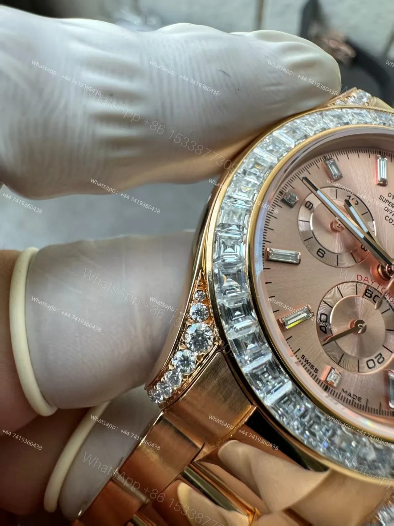 View 10 of Rolex Super Clone Daytona 126595TBR 1:1 Replica Watch – 18K Rose Gold Diamond Beze 4131 movement