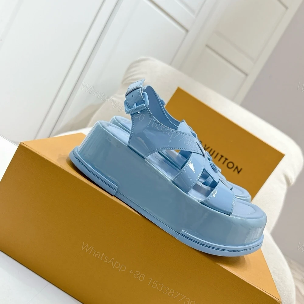 View 3 of LOUIS VUITTON MAYA PLATFORM SANDAL LIGHT BLUE 1AGY10