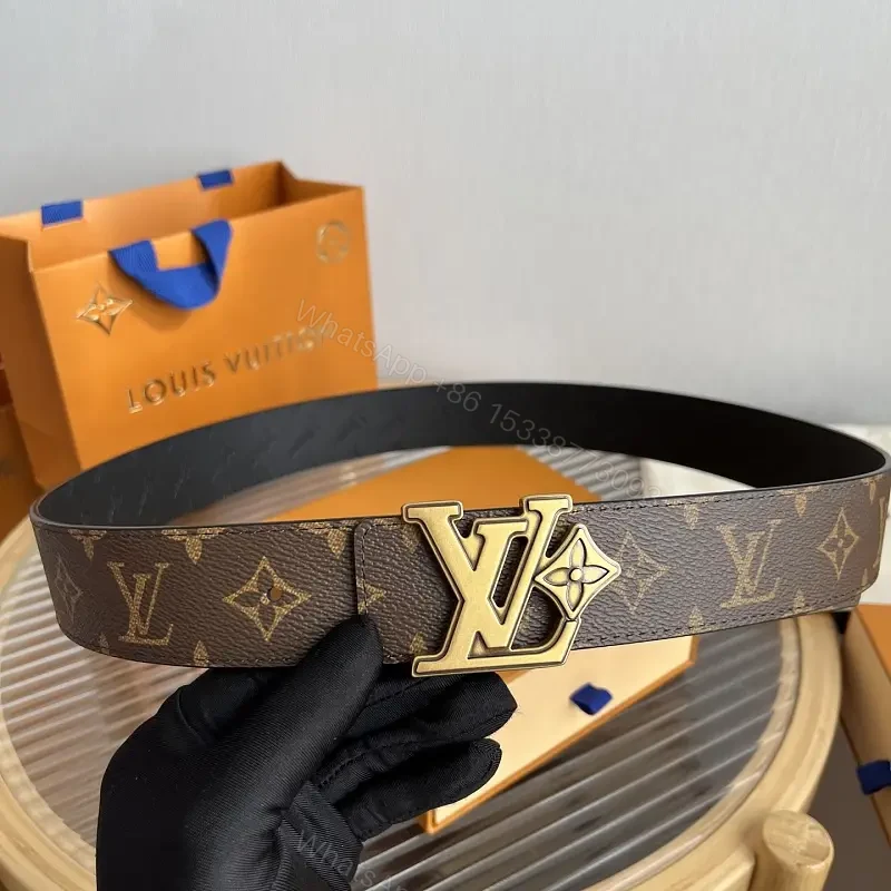 Brown Canvas LV Monogram Belt with Oversized Buckle Belt — view 1