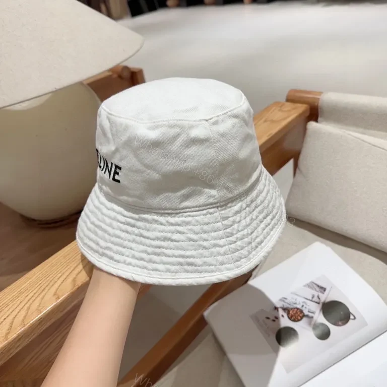 View 5 of White CELINE Logo Bucket Hat: Clean Minimal Luxury