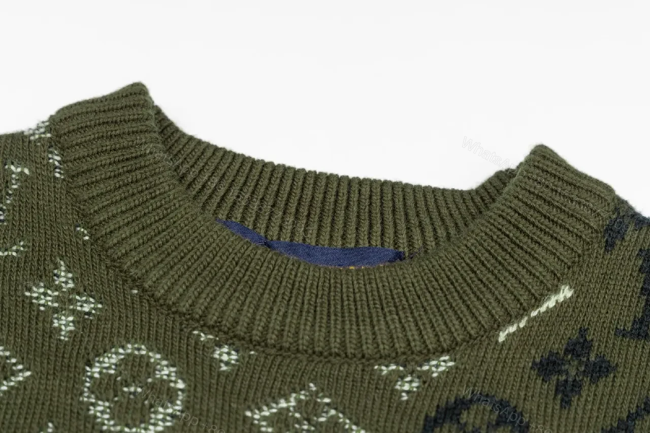 View 3 of Olive Monogram Knit: Rich Texture, Subtle Luxury Knitwear