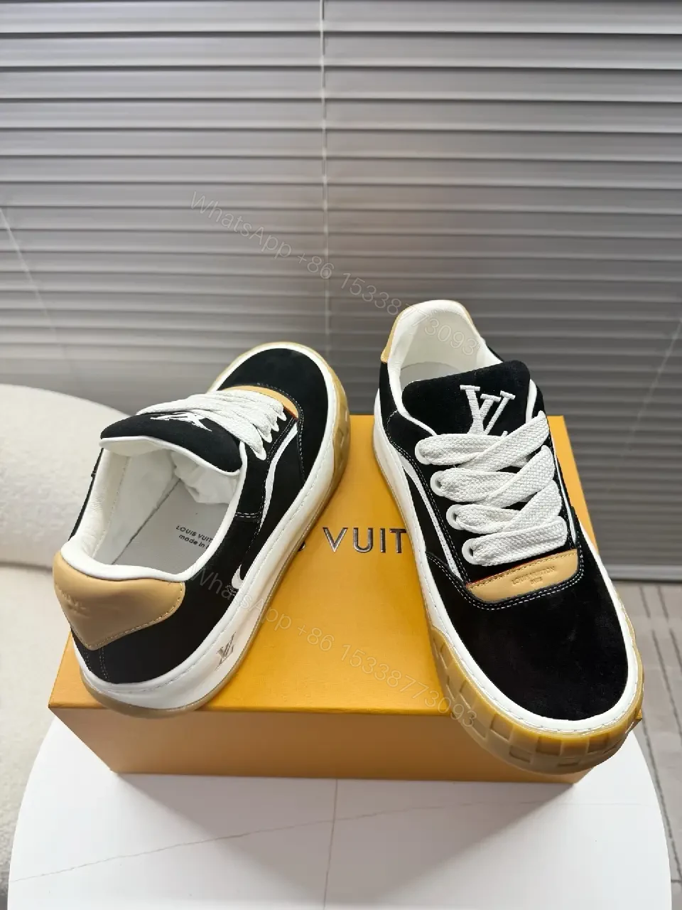 View 5 of Bold Suede Leather High-Top Sneaker with Monogram Accents