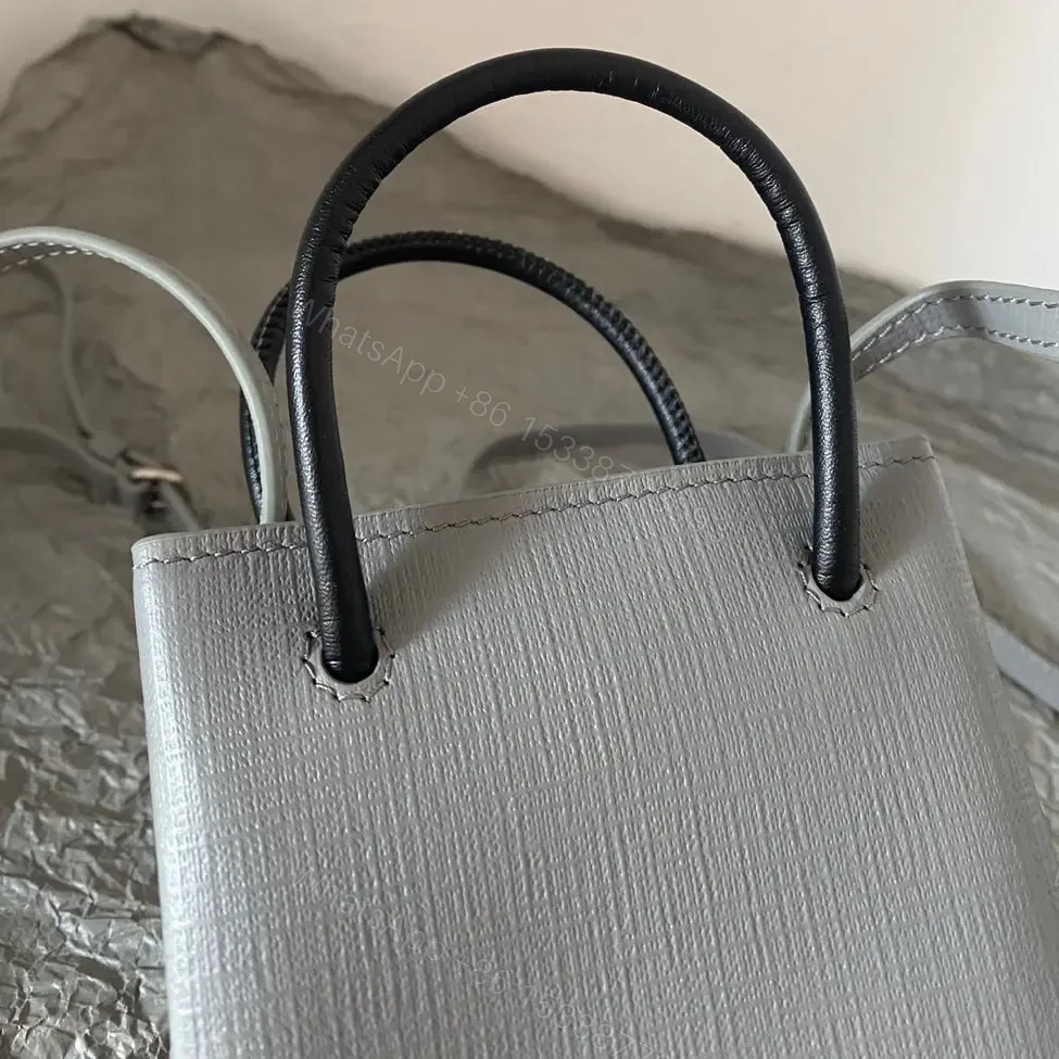 View 10 of 高仿Balenciaga迷你Tote包系列小牛皮灰色