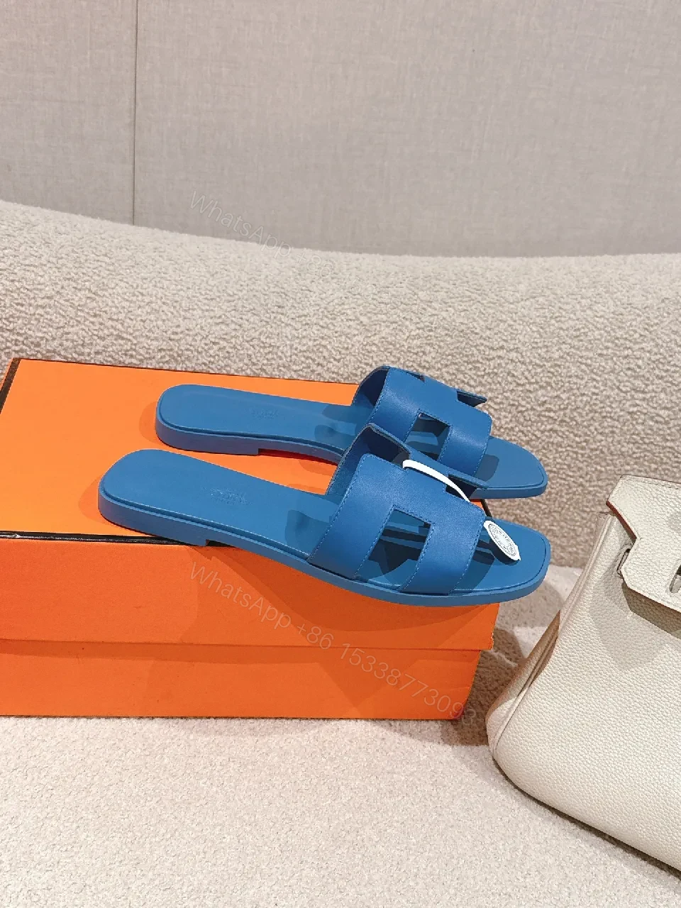 View 7 of Blue Leather Signature Sandals – Urban Luxe Comfort, Everyday Style