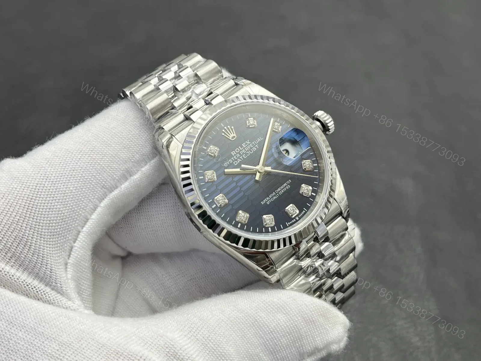 View 4 of Rolex Datejust 36 Stainless Steel Fluted Jubilee Black Dial 116234-0079