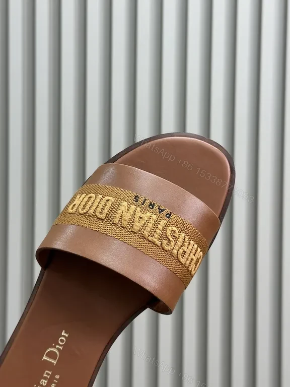 View 3 of Premium Leather Slide Sandals â€” Dior Branding, Comfort Luxury