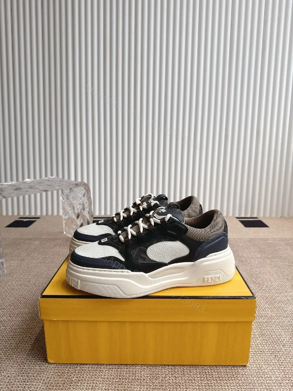 View 7 of Bold Black-White Luxe Sneakers with Signature Detailing