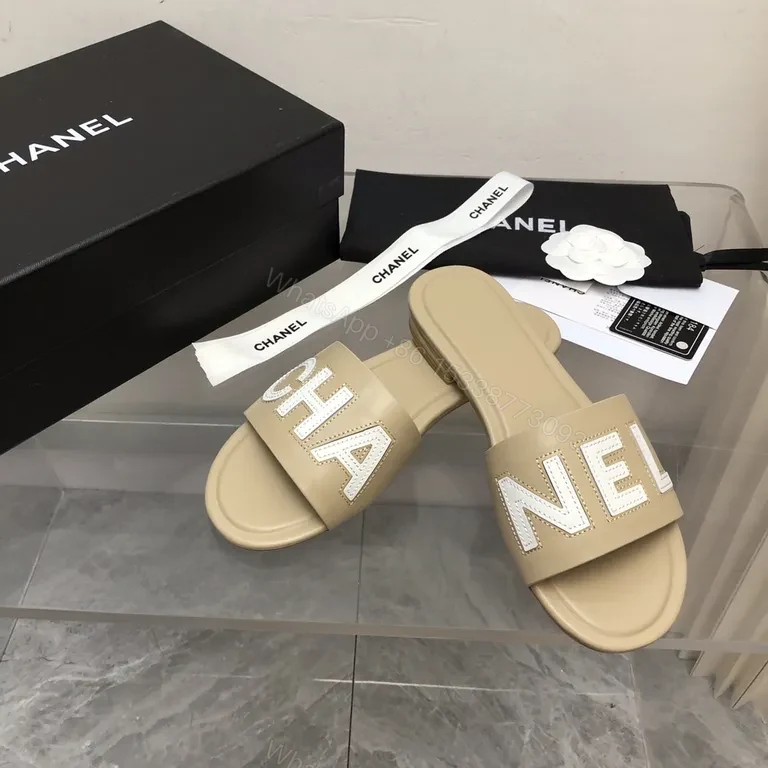 View 9 of Chic Beige Slip-On Sandals: Logo & Comfort Luxury Sandals