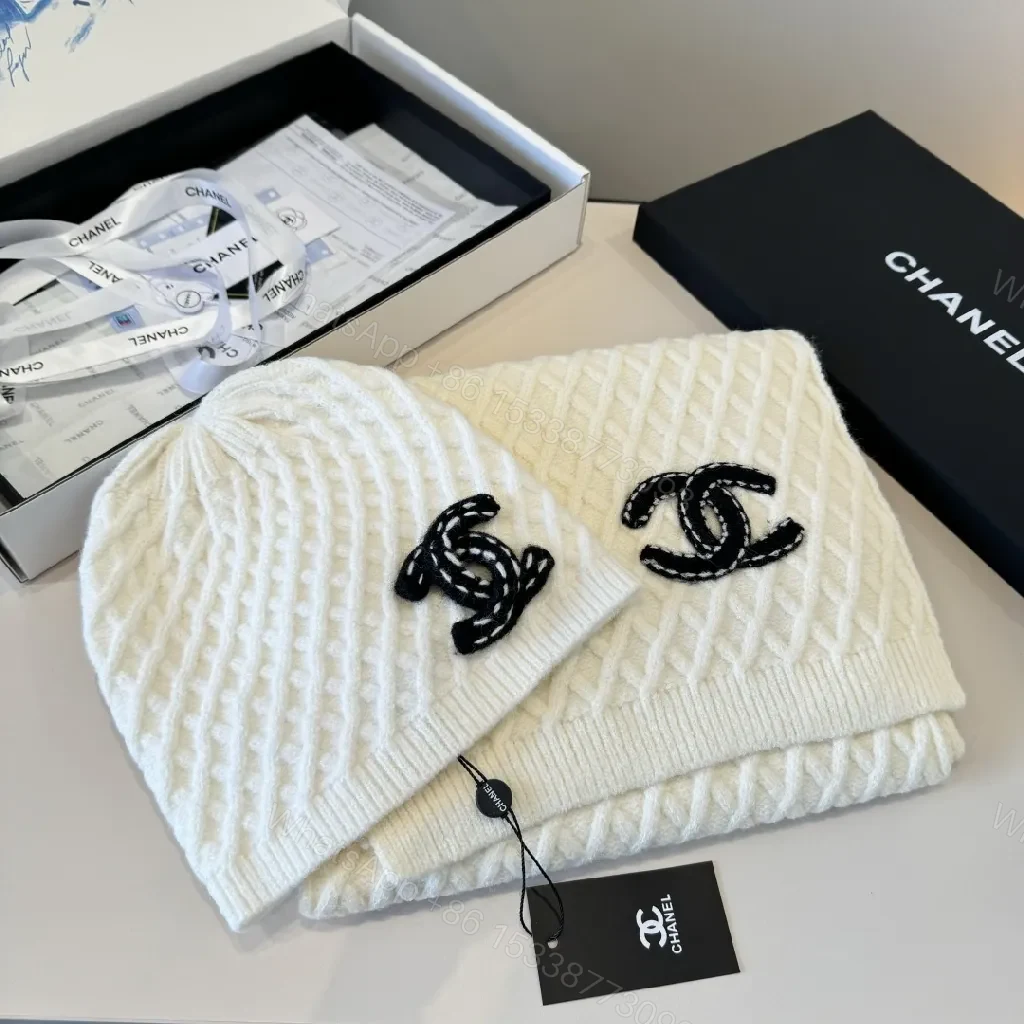 Cream Knit Cap & Beanie Duo - Textured Luxury Warmth — view 1