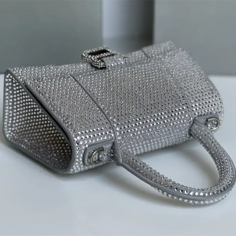 View 8 of 高仿Balenciaga*Hourglass系列沙漏包滿鑽銀色XS