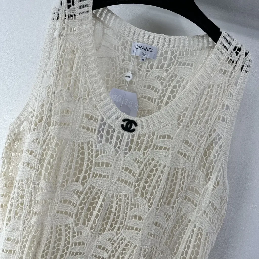 View 2 of Crochet-Knit Tank Top with Couture Texture + Lightweight Luxury Top