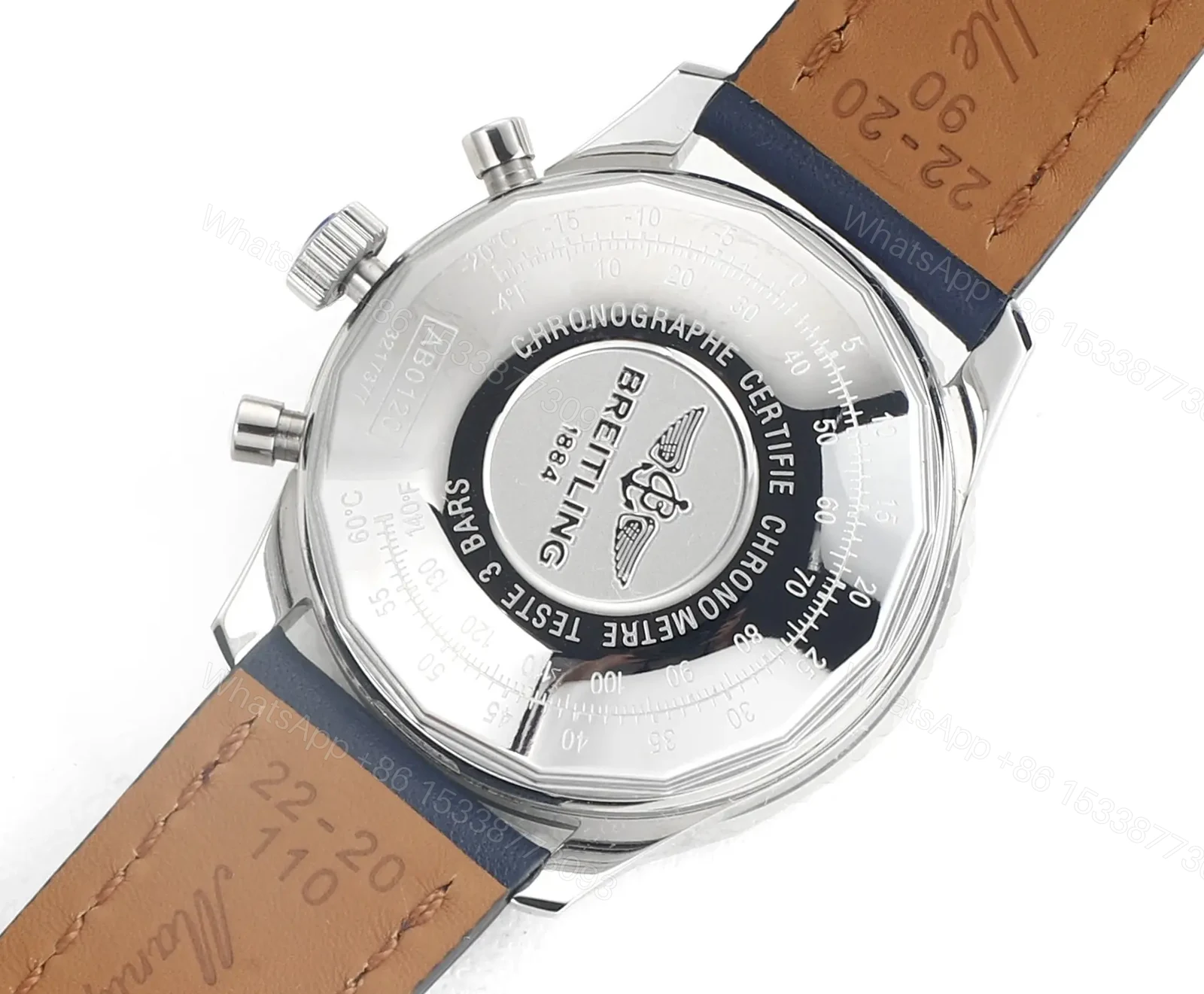 View 7 of GF Factory Breitling Navitimer B01 Chronograph 43mm Blue Dial Stainless Steel Leather Strap Watch