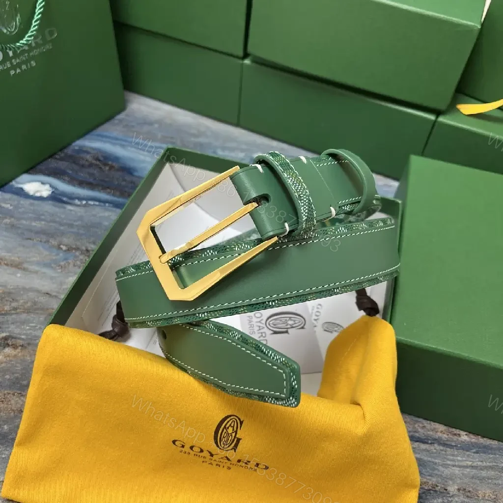 View 8 of Green Leather Chevron Belt - Gold Buckle, Full-Grain